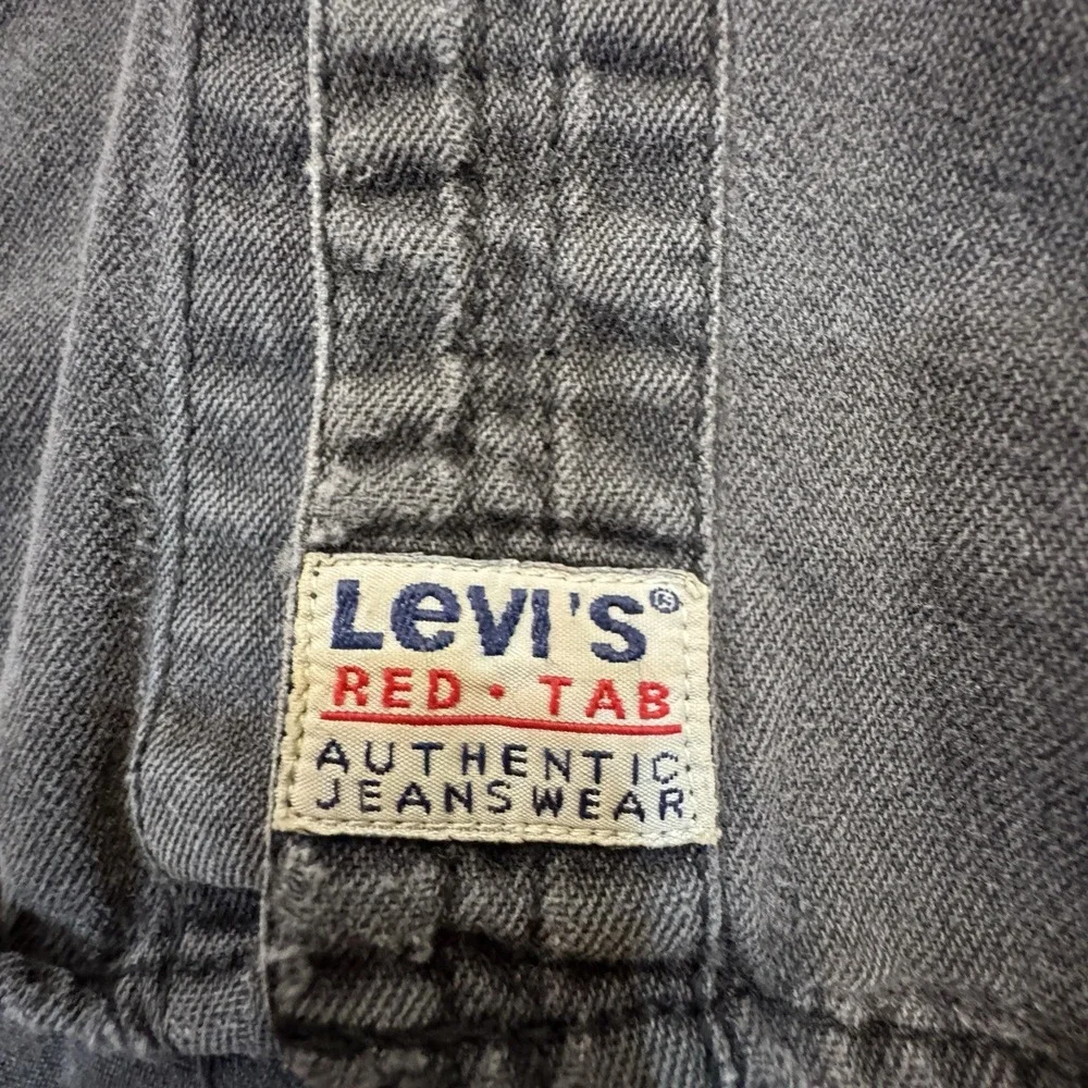 VTG 1996 Levi's Red Tab Black Denim Shirt Vest Mens Sz M Oversized Grunge Biker